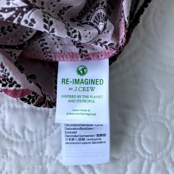 J.Crew Collection Shoulder Tie Empire Blouse Ratti Coral Vines Print Pink XL NWT - Picture 10 of 11